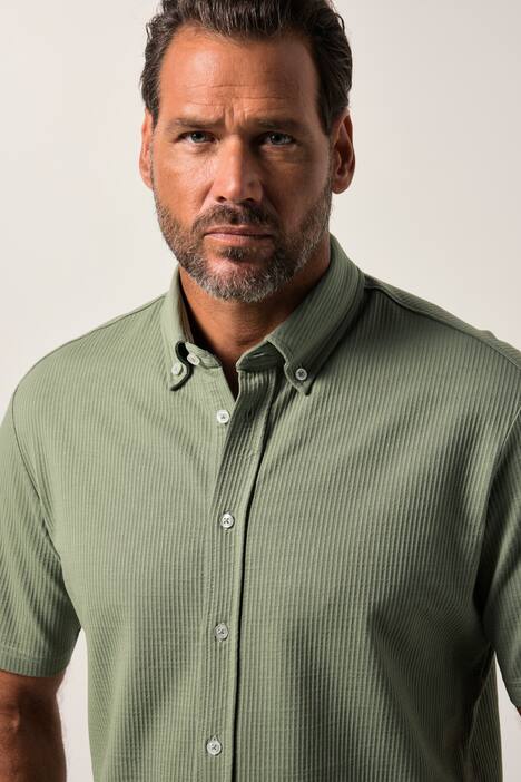 JP1880 Seersucker-Hemd, Jersey-Qualität, Halbarm, Buttondown-Kragen, Modern Fit, bis 8 XL
