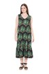 Maxi šaty, lístky, výstřih do V, bez rukávů, biobavlna