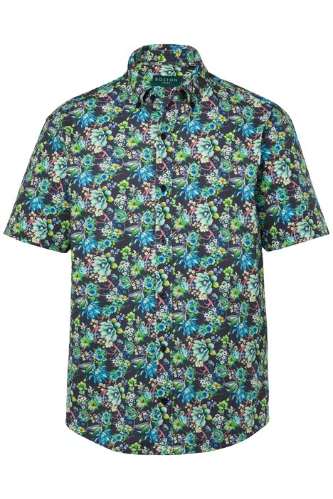 Piké košile Boston Park, krátké rukávy, plošný potisk, Kent límeček, Comfort střih, do 8XL