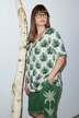 T-shirt, palmiers, coupe A-ligne, col rond, manches courtes, coton biologique