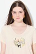 T-shirt, coupe A-ligne, encolure en V, manches courtes, coton biologique