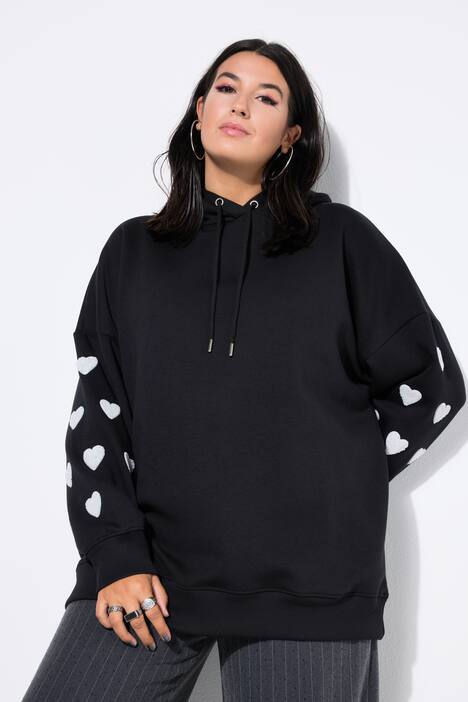 Sudadera con capucha, muy amplia, sport, capucha, corazones