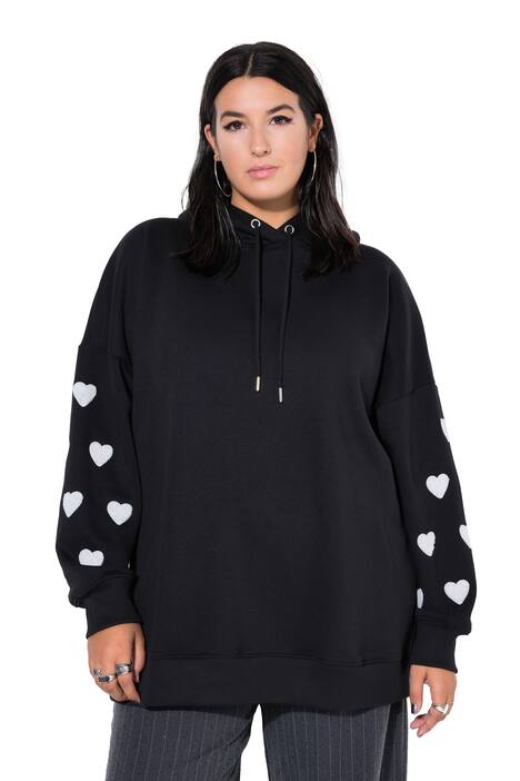 Mikina s kapucí, oversize, tepláková, srdce