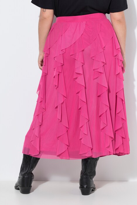 Jupe en tulle avec ruchés 3D, doublure opaque, coupe évasée