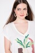 T-shirt, vase, encolure en V, manches courtes, coton biologique