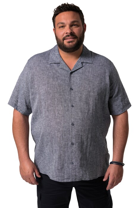 Košile Men+, lněná směs, krátké rukávy, Cuba límeček, Cuba střih, do 8XL