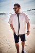 Men+ camisa de mezcla de lino, media manga, cuello cubano, Cuba Fit, hasta la 8 XL