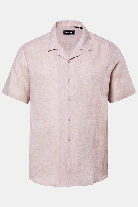 Chemise Men+ en lin mélangé, manches courtes et col cubain, coupe Cuba-Fit - jusqu'au 8 XL