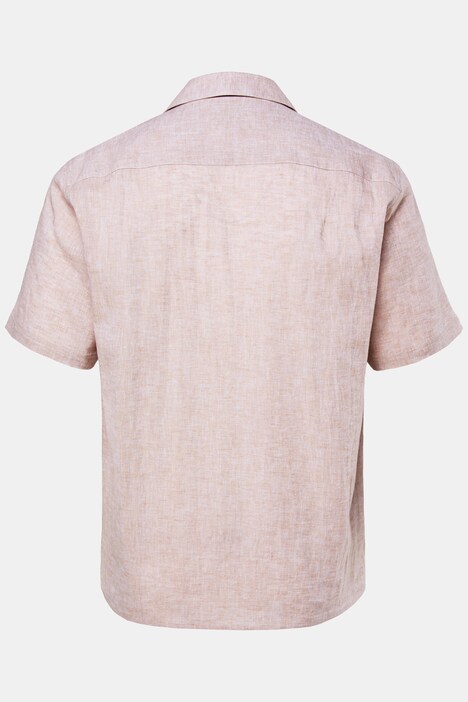 Chemise Men+ en lin mélangé, manches courtes et col cubain, coupe Cuba-Fit - jusqu'au 8 XL
