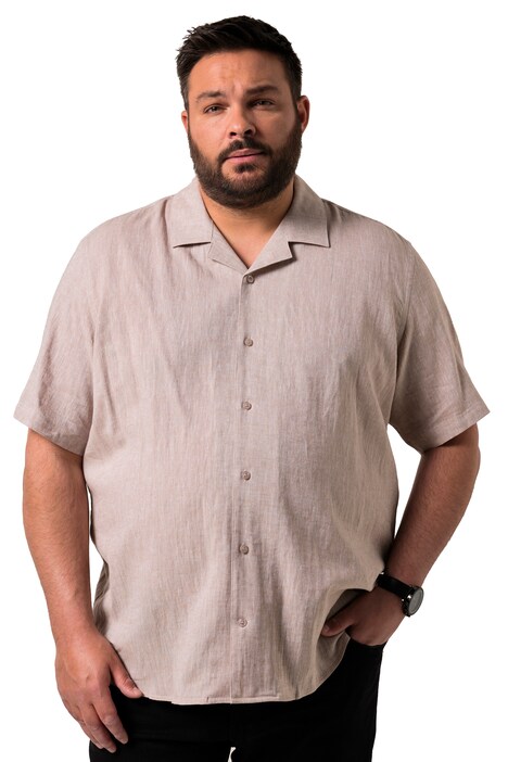 Košile Men+, lněná směs, krátké rukávy, Cuba límeček, Cuba střih, do 8XL