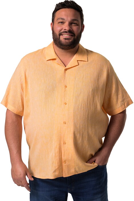 Košile Men+, lněná směs, krátké rukávy, Cuba límeček, Cuba střih, do 8XL