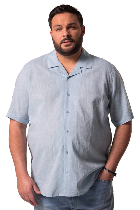 Košile Men+, lněná směs, krátké rukávy, Cuba límeček, Cuba střih, do 8XL