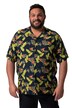 Viskózová košile Men+, krátké rukávy, Cuba límeček, plošný potisk, Cuba střih, do 8XL