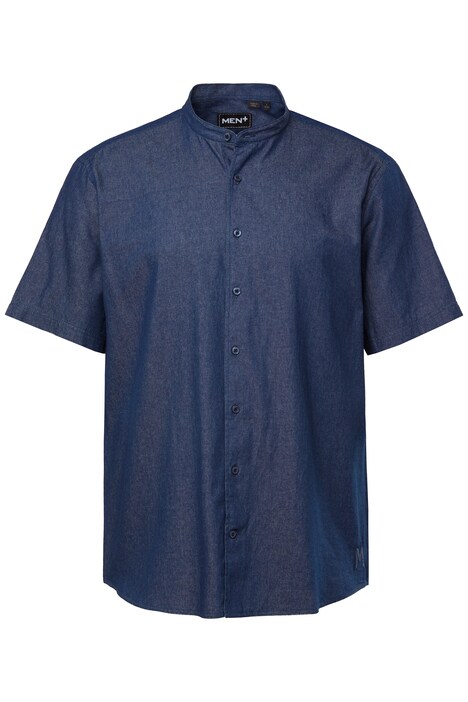 Košile Men+, džínový vzhled, krátké rukávy, stojáček, Comfort střih, do 8XL