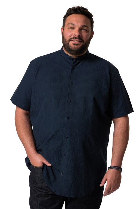 Košile Men+, krátké rukávy, stojáček, seersucker, Comfort střih, do 8XL