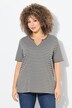Striped Split Neck Short Sleeve Tee