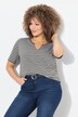 Striped Split Neck Short Sleeve Tee