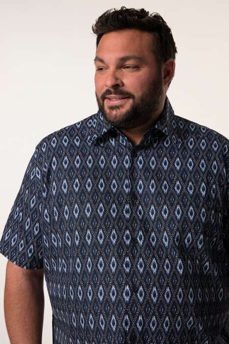 Chemise Men+, manches courtes et col Kent, imprimé all-over, coupe Comfort Fit - jusqu'au 8 XL