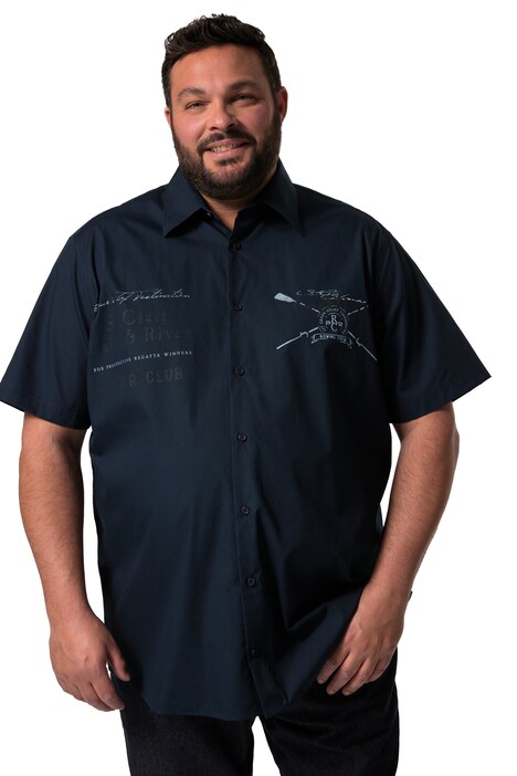 Košile Men+, krátké rukávy, Kent límeček, potisk, Comfort střih, do 8XL