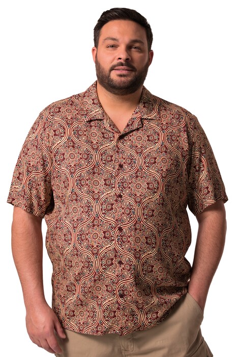 Viskózová košile Men+, krátké rukávy, Cuba límeček, Cuba střih, do 8XL