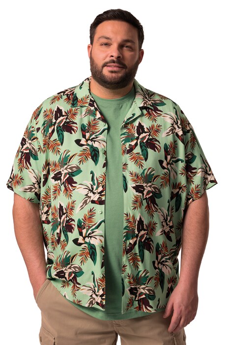 Viskózová košile Men+, krátké rukávy, Cuba límeček, Cuba střih, do 8XL