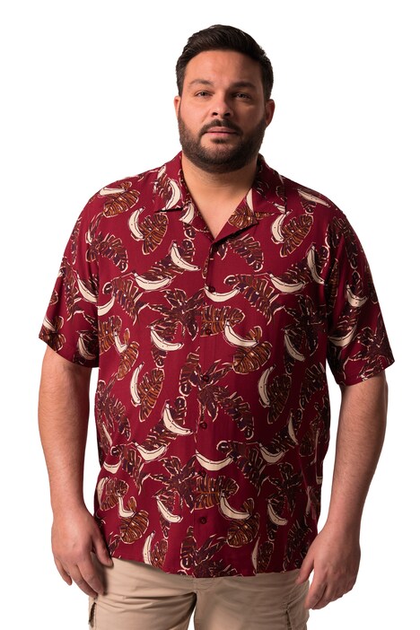 Viskózová košile Men+, krátké rukávy, Cuba límeček, Cuba střih, do 8XL