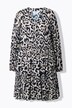 Robe midi avec volants, décolleté en V et imprimé léopard
