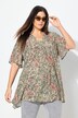 Blouse, diermotief, A-lijn, carréhals, halflange mouw