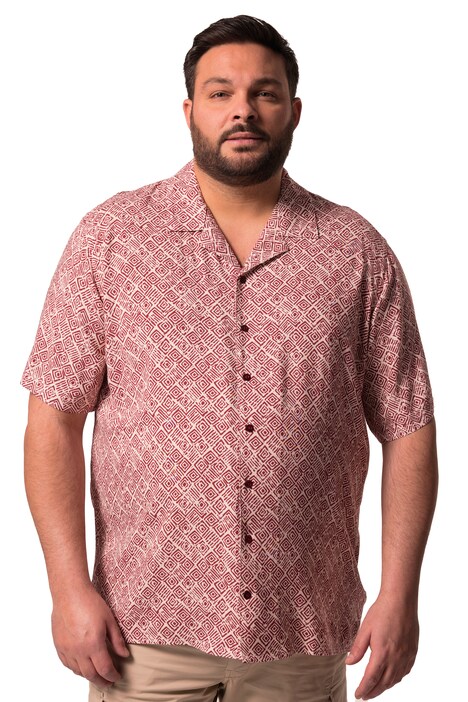 Viskózová košile Men+, krátké rukávy, Cuba límeček, Cuba střih, do 8XL
