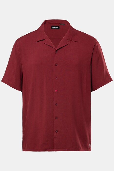 Chemise Men+ en viscose, manches courtes et col cubain, coupe Cuba-Fit - jusqu'au 8 XL