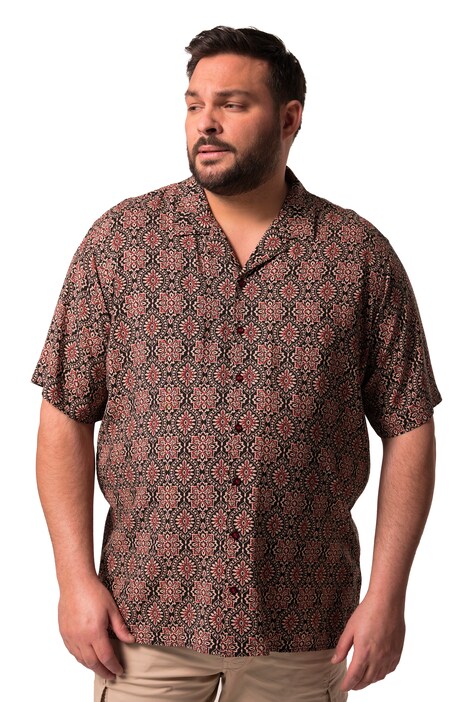 Viskózová košile Men+, krátké rukávy, Cuba límeček, Cuba střih, do 8XL