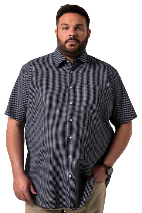 Kostkovaná košile Men+, krátké rukávy, Kent límeček, seersucker, Comfort střih, do 8XL
