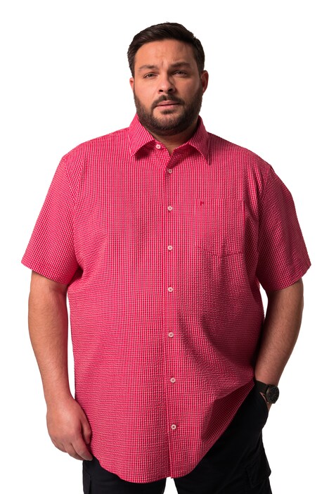 Kostkovaná košile Men+, krátké rukávy, Kent límeček, seersucker, Comfort střih, do 8XL