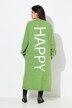 Long straight cut HAPPY inscription cardigan