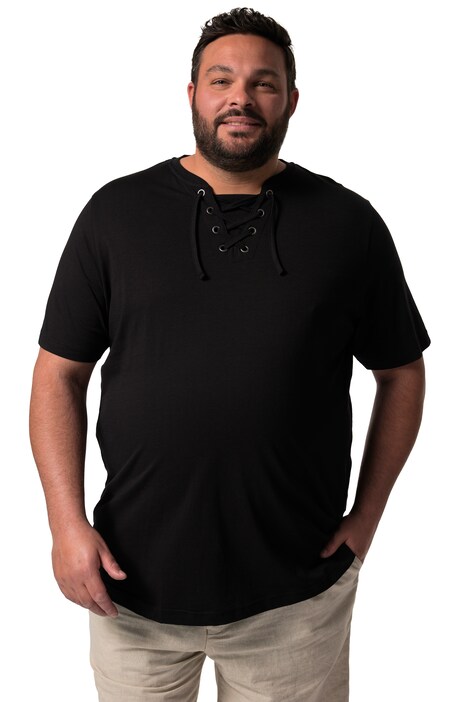 Tričko Men+, krátké rukávy, kulatý výstřih se šněrováním, do 8XL