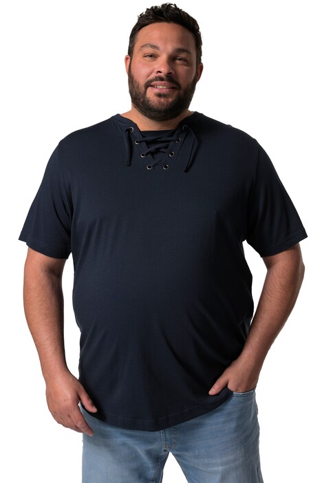 Tričko Men+, krátké rukávy, kulatý výstřih se šněrováním, do 8XL