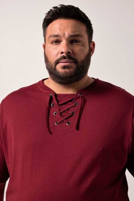 Tričko Men+, krátké rukávy, kulatý výstřih se šněrováním, do 8XL