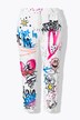 Pantaloni sportivi con effetto stropicciato, graffiti e cintura elastica