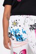 Pantaloni sportivi con effetto stropicciato, graffiti e cintura elastica