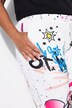 Pantaloni sportivi con effetto stropicciato, graffiti e cintura elastica