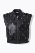 Veste i imitert skinn, cropped boxy form, dekorative maljer