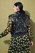 Veste i imitert skinn, cropped boxy form, dekorative maljer