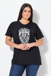 Camiseta, motivo animal, sobredimensionada, cuello de pico, media manga