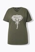 Camiseta, motivo animal, sobredimensionada, cuello de pico, media manga