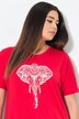 T-shirt oversize. Col V et manches courtes. Motif animal