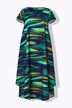 Robe midi, coupe évasée, col V, manches courtes