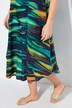 Robe midi, coupe évasée, col V, manches courtes