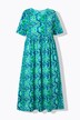 Robe maxi, col tunisien et manches courtes, fermeture zippée, coupe évasée