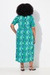 Robe maxi, col tunisien et manches courtes, fermeture zippée, coupe évasée