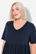Lang T-shirt, empire-snit, A-linje, V-udskæring, korte ærmer